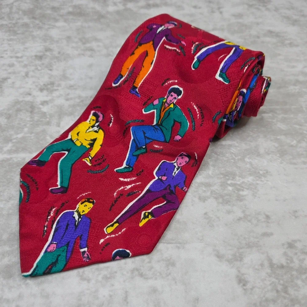 VINTAGE The Elvis Presley Collections Necktie Mens OS Red All Shook Up Silk USA